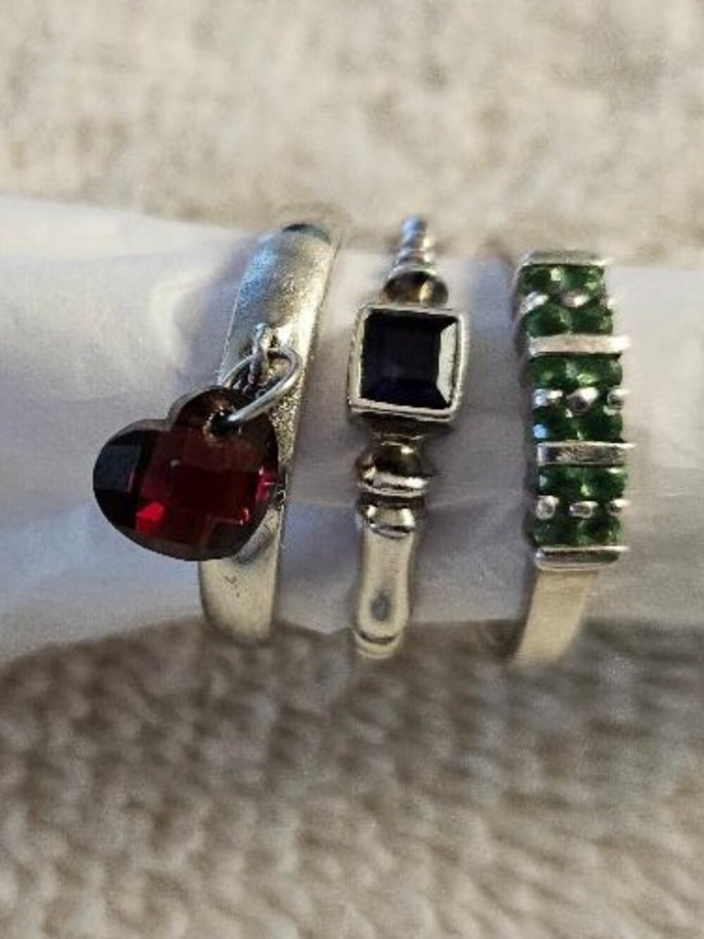 Sterling Silver Gemstone Ring Set